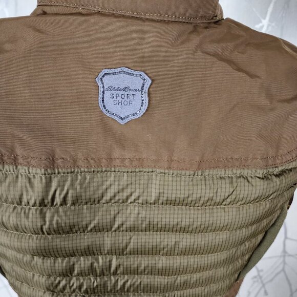 Eddie Bauer Sportshop Army Green Quilted Down Fill Full Zip Vest - Picture 5 of 8